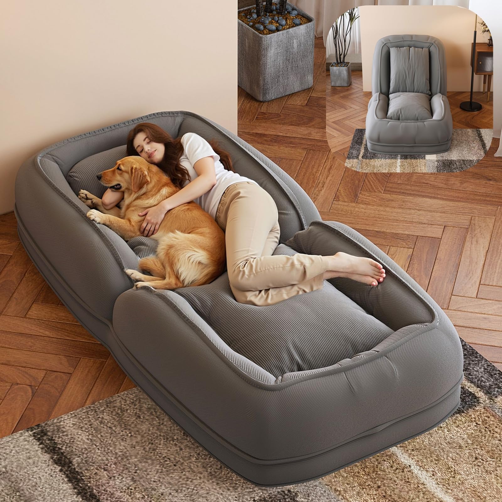 Amazon.com: Roockky Adjustable Lazy Sofa Bed, Upholstered Human